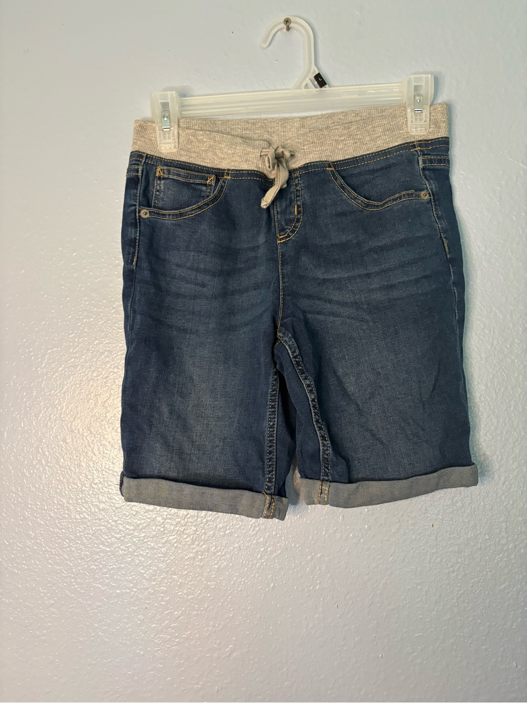 Denim Pull-On Roll Cuff Shorts - Dark Blue